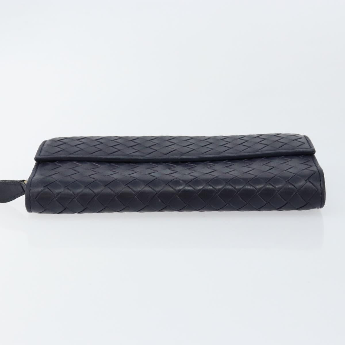 BOTTEGAVENETA INTRECCIATO Long Wallet Leather Navy Auth ki6102