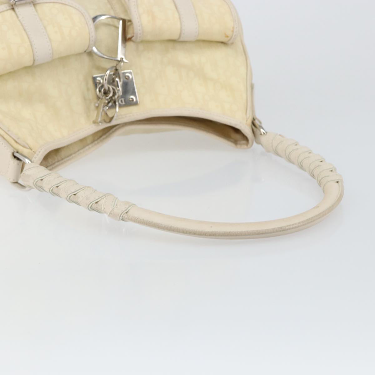 Christian Dior Trotter Canvas Lovely Shoulder Bag Nylon White Auth ki6103
