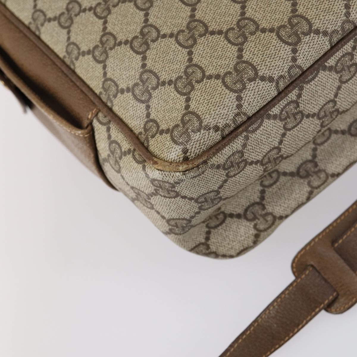 GUCCI GG Supreme Shoulder Bag PVC Leather 2way Beige Auth ki6104