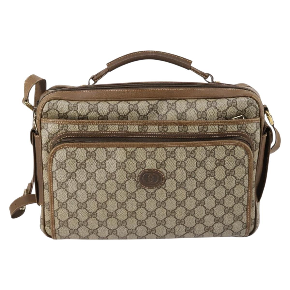 GUCCI GG Supreme Shoulder Bag PVC Leather 2way Beige Auth ki6104