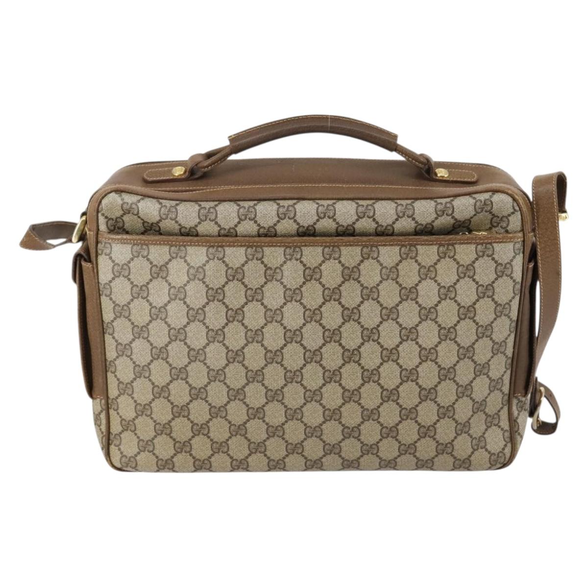 GUCCI GG Supreme Shoulder Bag PVC Leather 2way Beige Auth ki6104