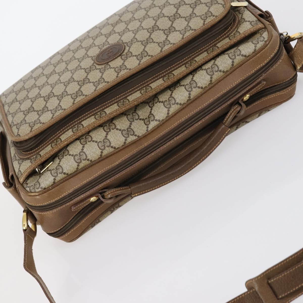 GUCCI GG Supreme Shoulder Bag PVC Leather 2way Beige Auth ki6104