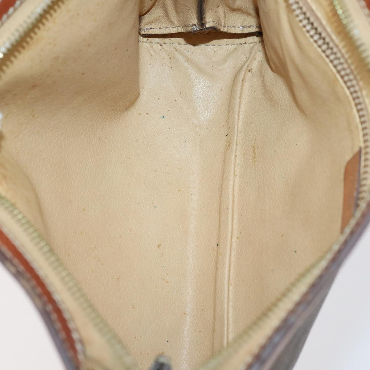 CELINE Macadam Canvas Shoulder Bag PVC 5 Set Brown Auth ki6106