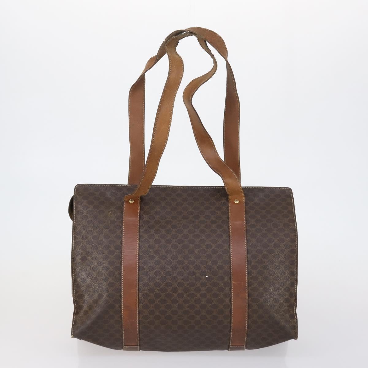 CELINE Macadam Canvas Shoulder Bag PVC 5 Set Brown Auth ki6106