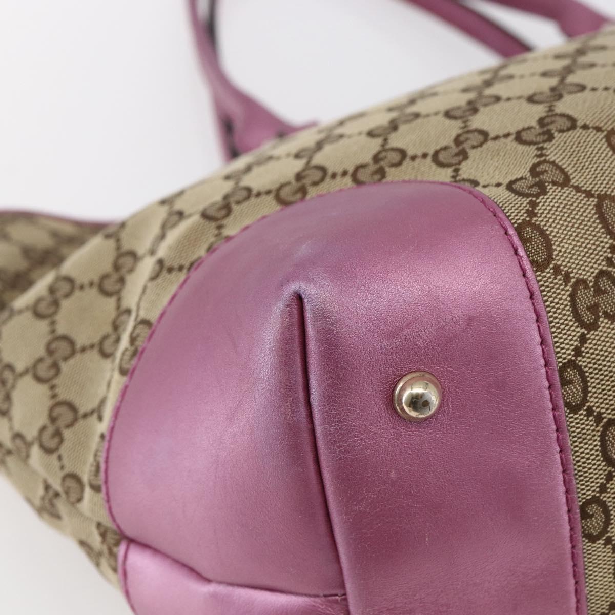 GUCCI GG Canvas Bamboo heart Tote Bag Beige Pink Auth ki6107