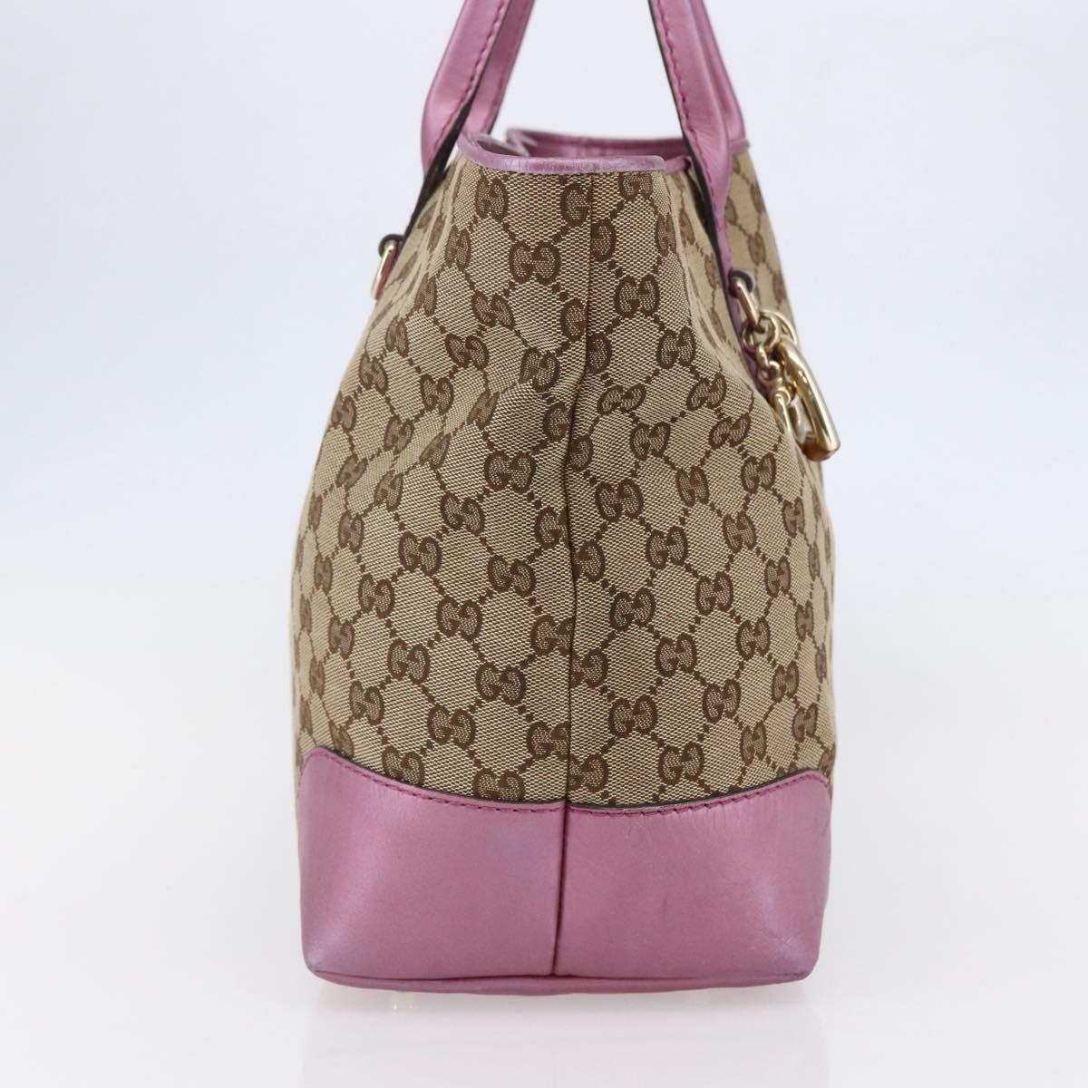 GUCCI GG Canvas Bamboo heart Tote Bag Beige Pink Auth ki6107