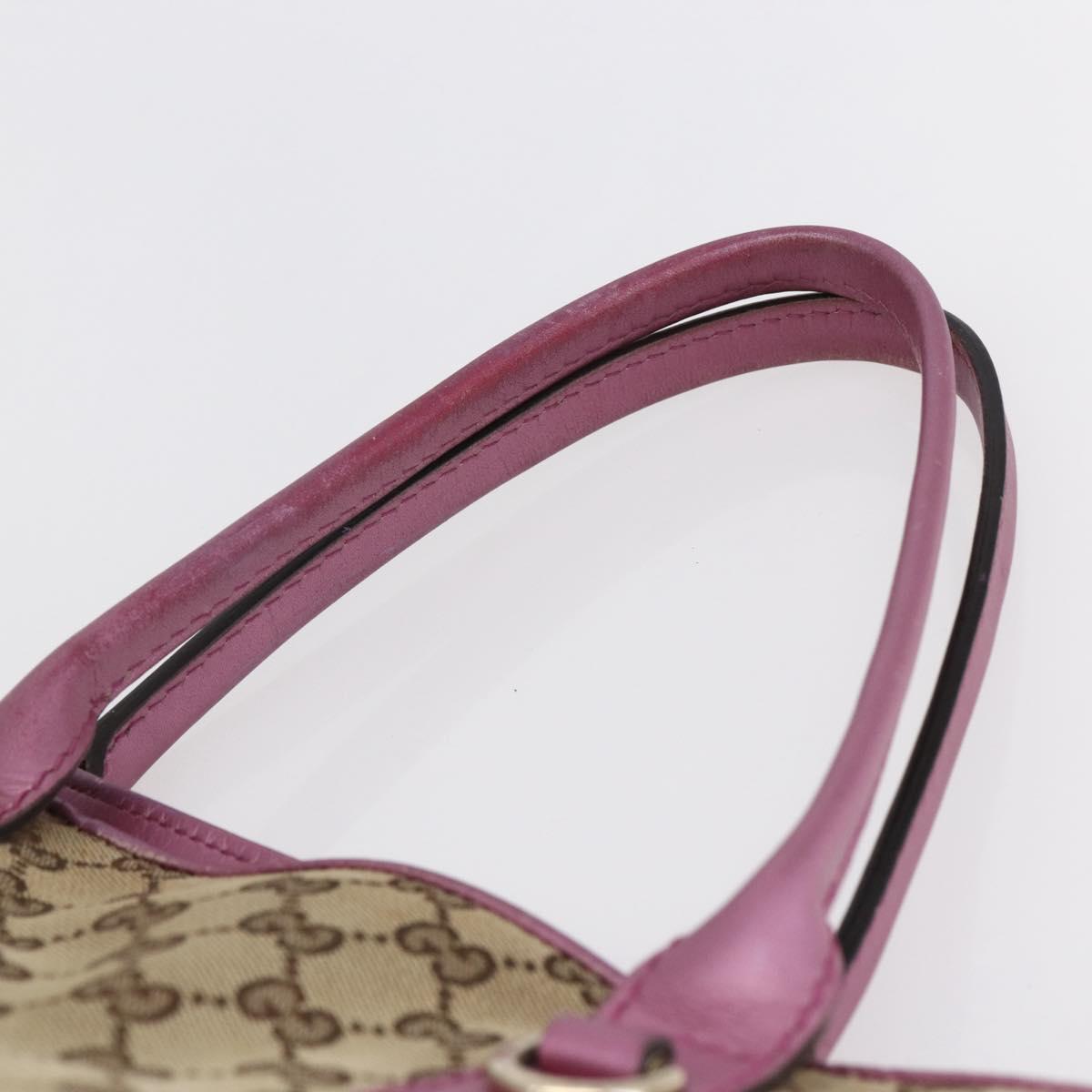 GUCCI GG Canvas Bamboo heart Tote Bag Beige Pink Auth ki6107