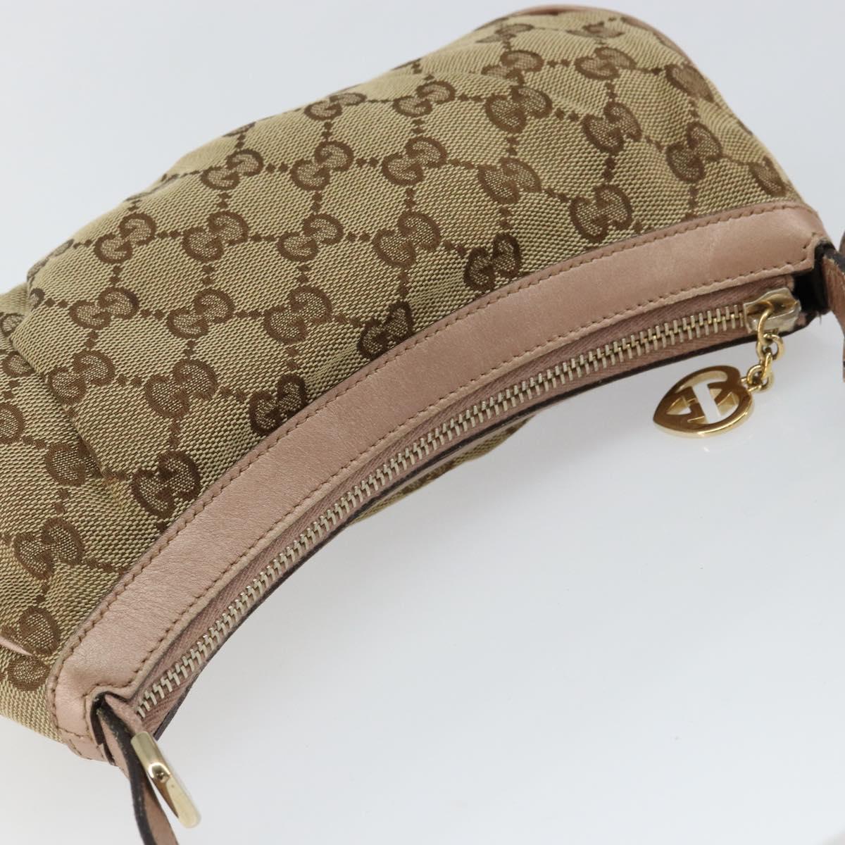 GUCCI GG Canvas Lovely heart Accessory Pouch Beige Pink Auth ki6108