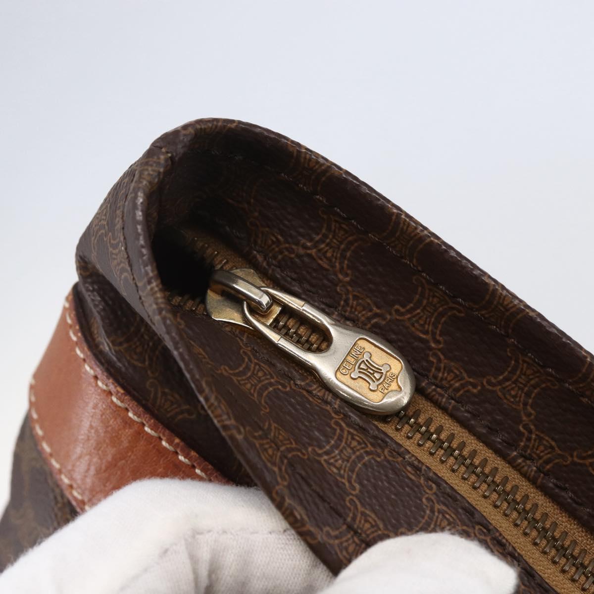 CELINE Macadam Canvas Tote Bag PVC Leather Brown Auth ki6109