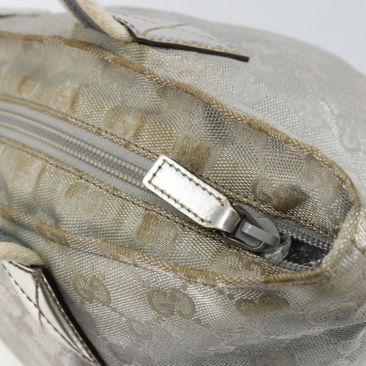 GUCCI GG Canvas Sherry Line Tote Bag Silver Blue khaki Auth ki6110