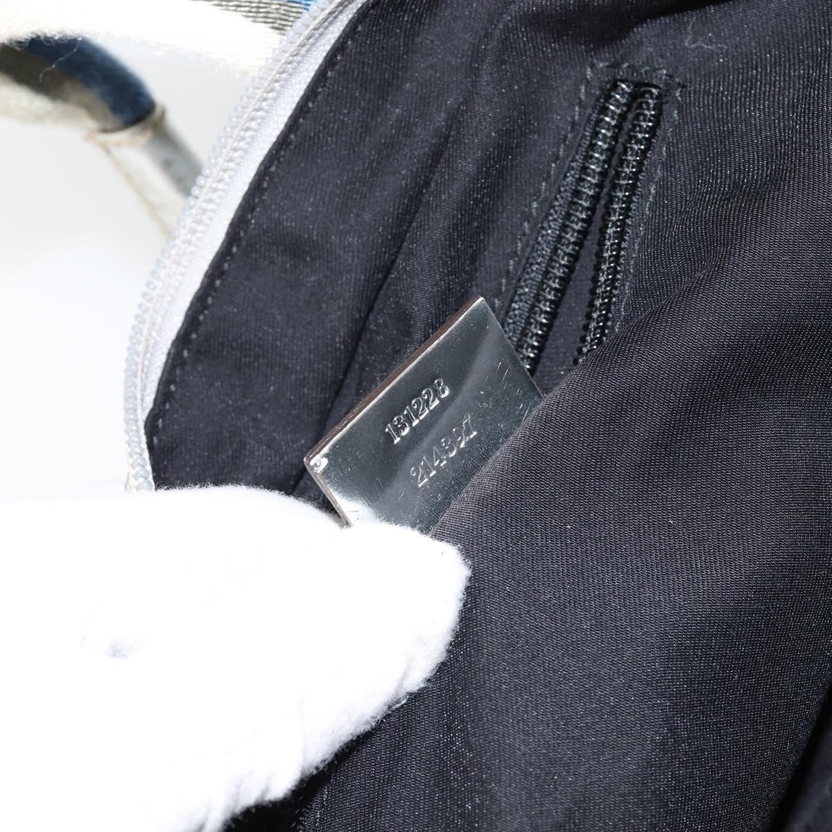 GUCCI GG Canvas Sherry Line Tote Bag Silver Blue khaki Auth ki6110