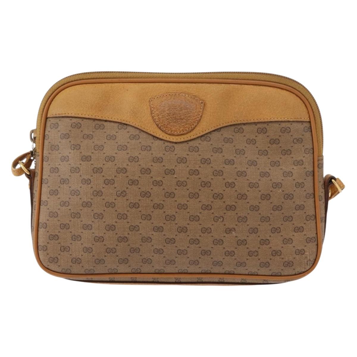 GUCCI Micro GG Supreme Shoulder Bag PVC Beige Gold 007 123 0428 Auth ki6116
