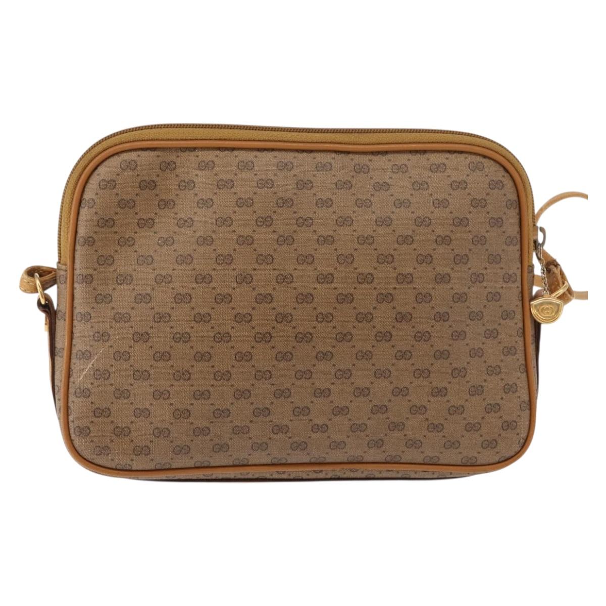 GUCCI Micro GG Supreme Shoulder Bag PVC Beige Gold 007 123 0428 Auth ki6116