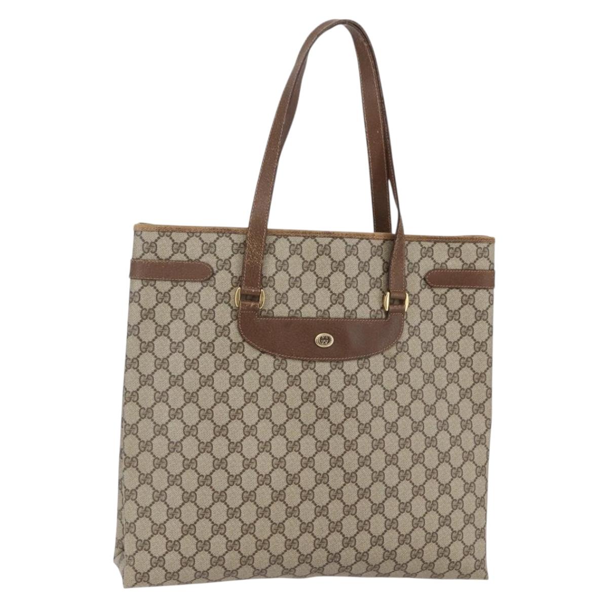 GUCCI GG Supreme Tote Bag PVC Beige Gold 39 02 061 Auth ki6118