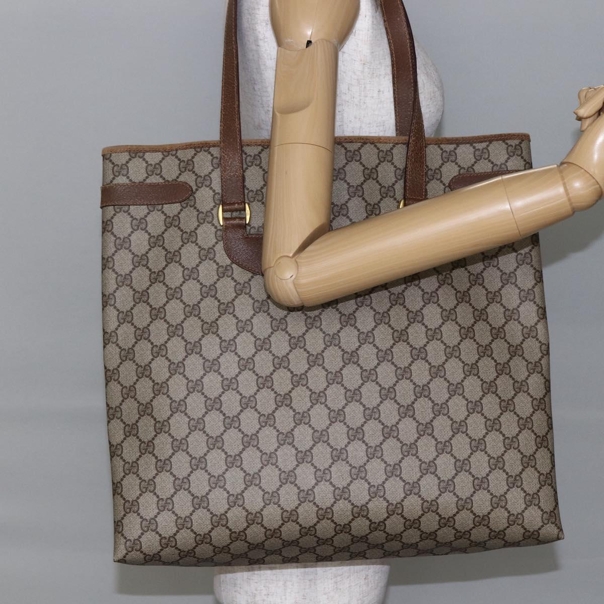 GUCCI GG Supreme Tote Bag PVC Beige Gold 39 02 061 Auth ki6118