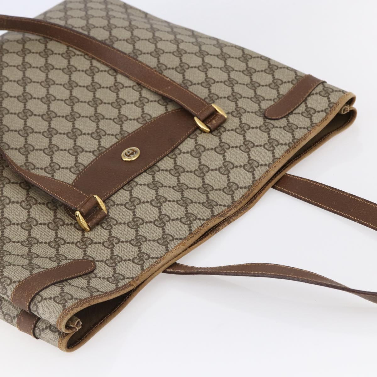 GUCCI GG Supreme Tote Bag PVC Beige Gold 39 02 061 Auth ki6118