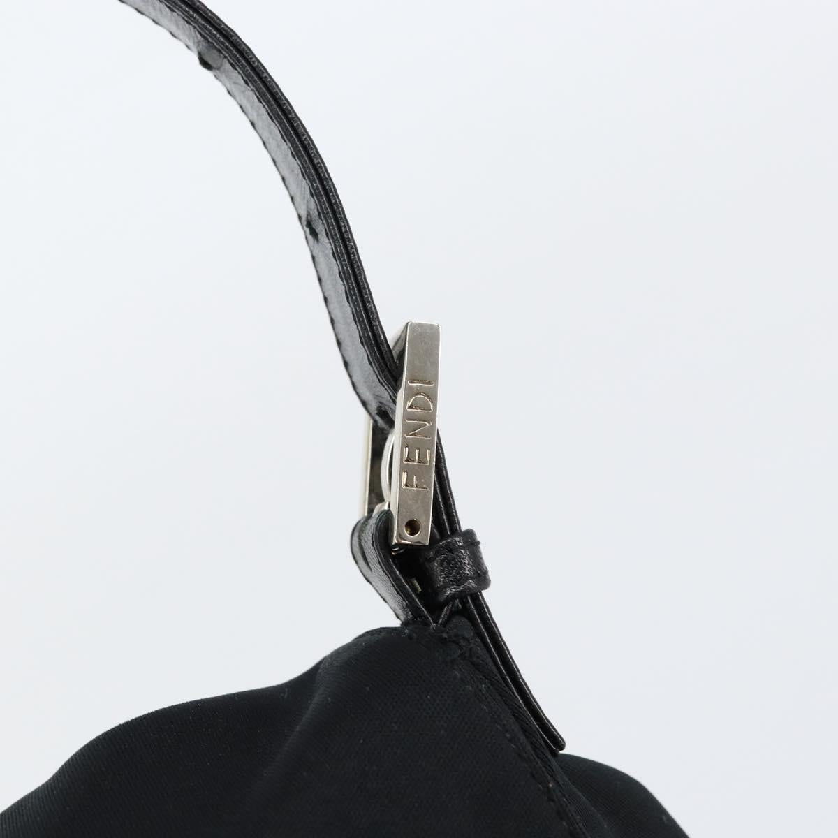 FENDI Mamma Baguette Shoulder Bag Nylon Black Silver Auth ki6120