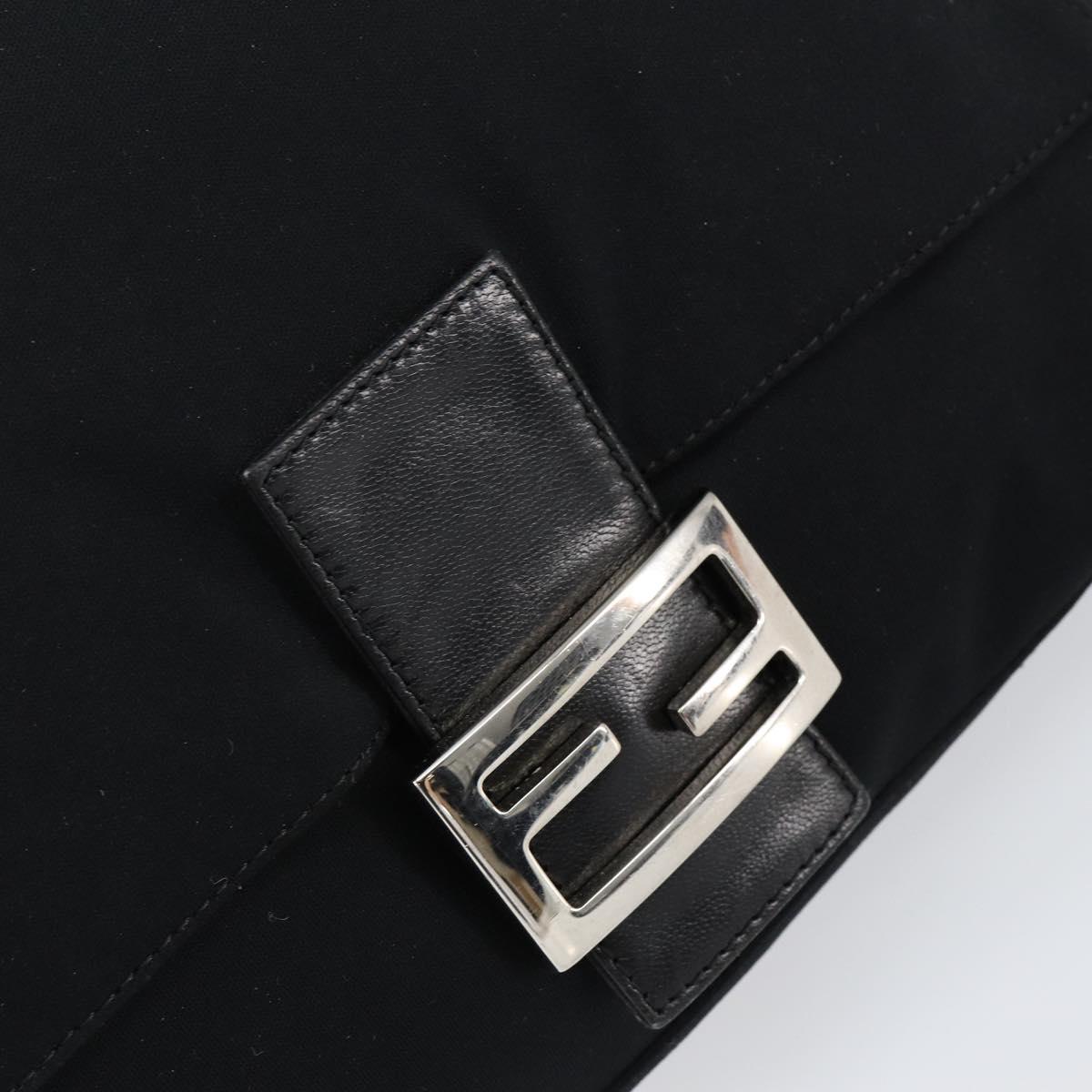 FENDI Mamma Baguette Shoulder Bag Nylon Black Silver Auth ki6120