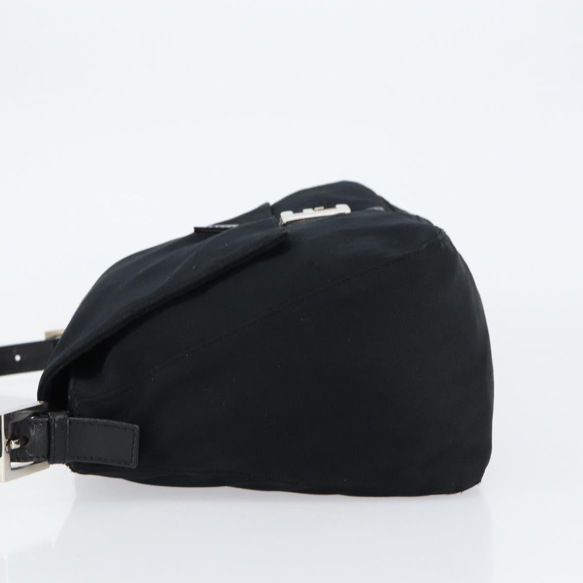 FENDI Mamma Baguette Shoulder Bag Nylon Black Silver Auth ki6120