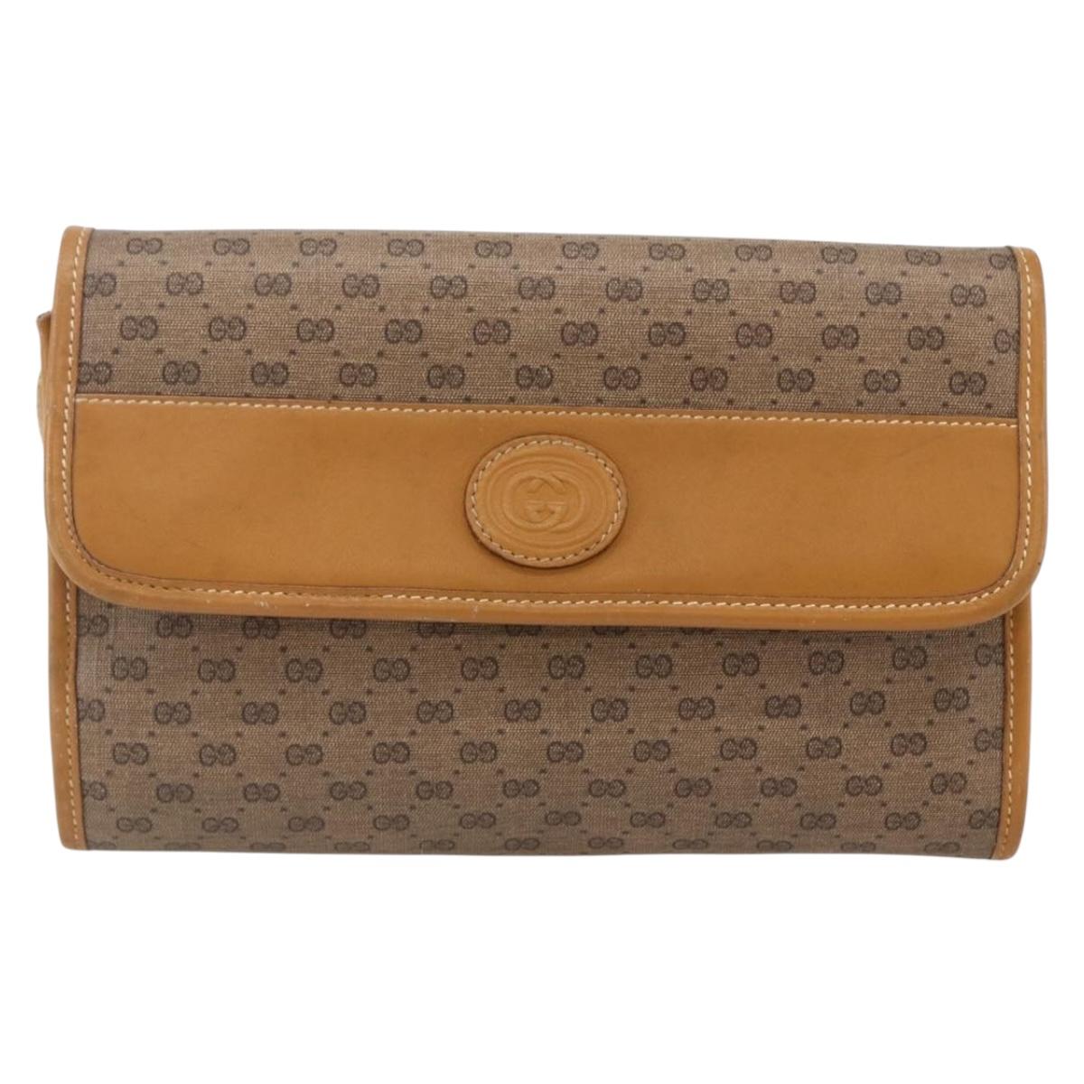 GUCCI Micro GG Supreme Shoulder Bag PVC Beige Gold 004 89 0265 Auth ki6121