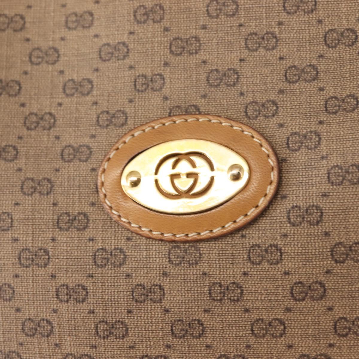 GUCCI Micro GG Supreme Shoulder Bag PVC Beige Gold Auth ki6122