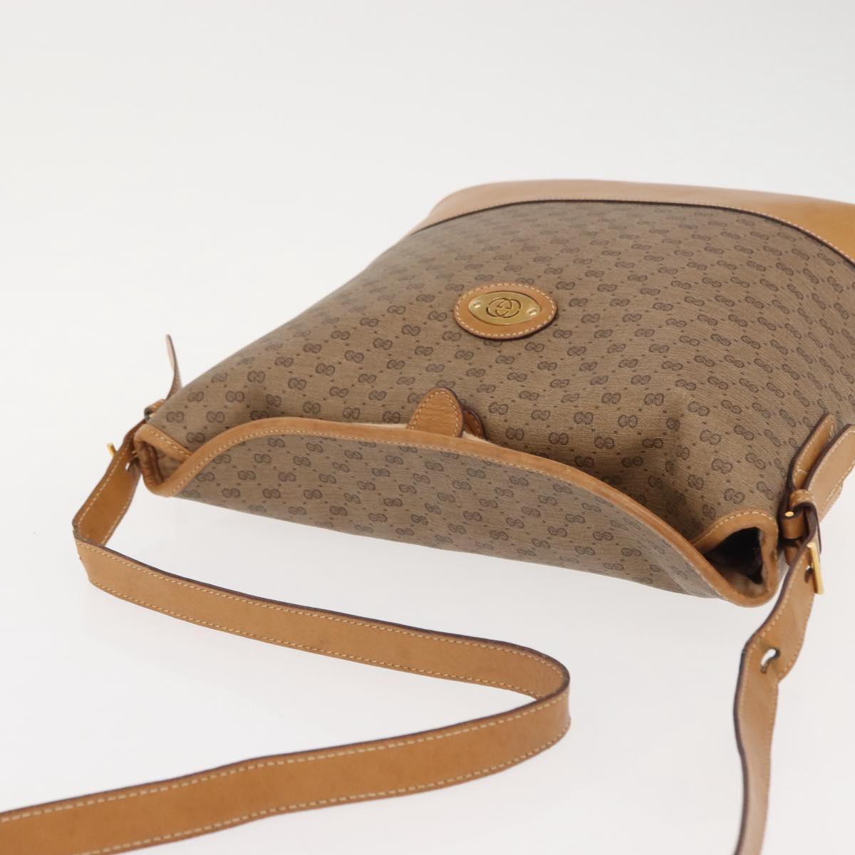 GUCCI Micro GG Supreme Shoulder Bag PVC Beige Gold Auth ki6122