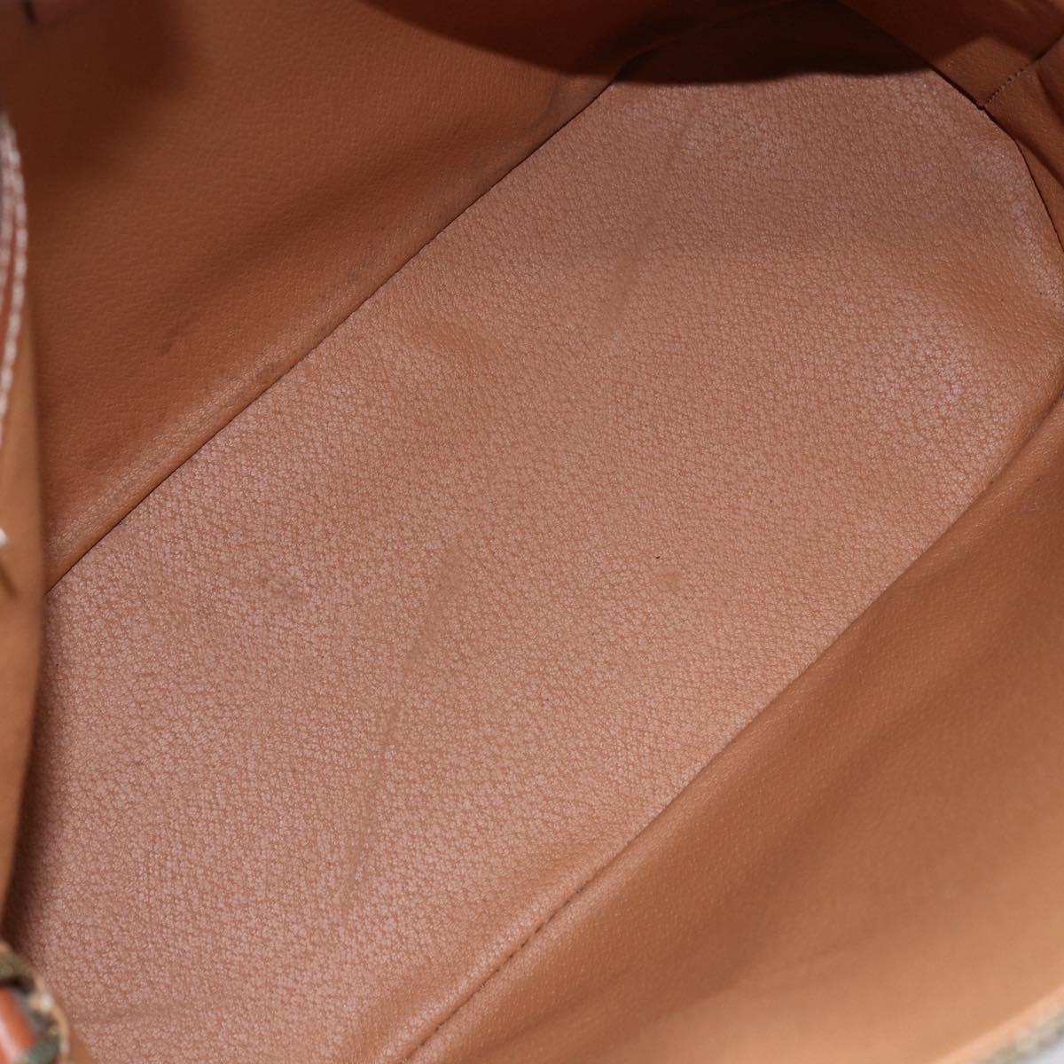 CELINE Macadam Canvas Hand Bag PVC Leather Brown Gold Auth ki6124