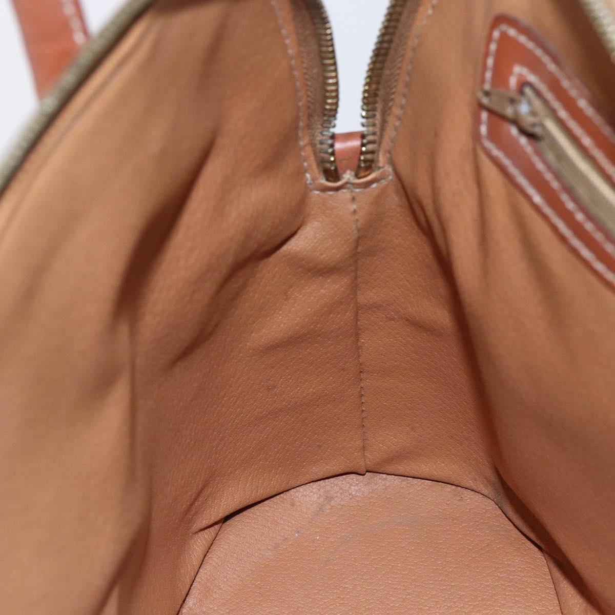 CELINE Macadam Canvas Hand Bag PVC Leather Brown Gold Auth ki6124