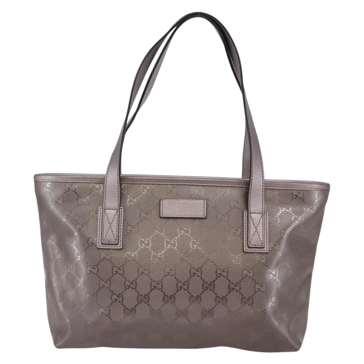 GUCCI GG Implementation Tote Bag PVC Silver Pink gray 211138 Auth ki6125