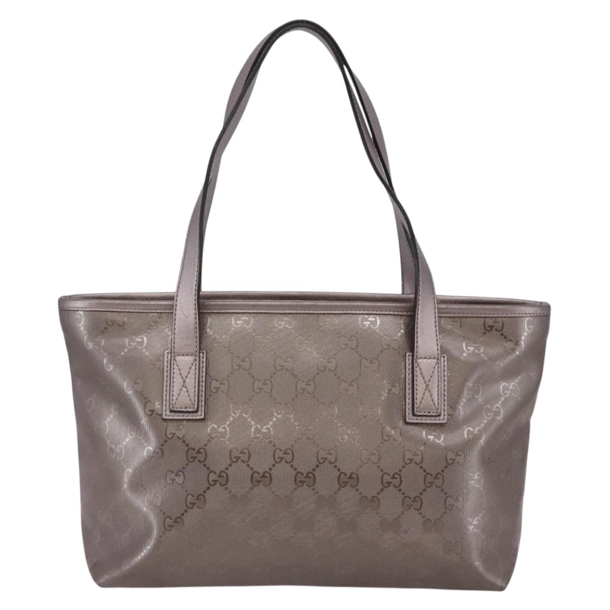 GUCCI GG Implementation Tote Bag PVC Silver Pink gray 211138 Auth ki6125