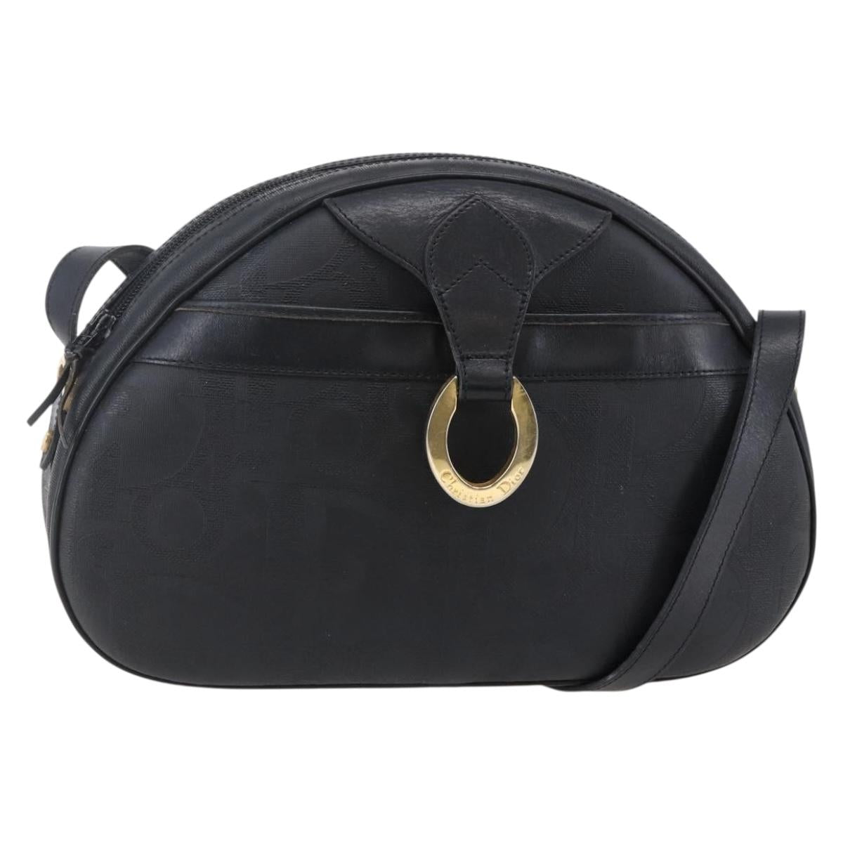 Christian Dior Trotter Canvas Shoulder Bag Black Auth ki6126
