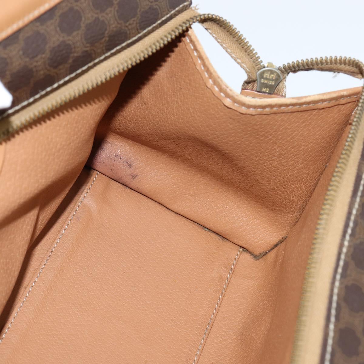 CELINE Macadam Canvas Tote Bag PVC Leather Brown Gold Auth ki6127