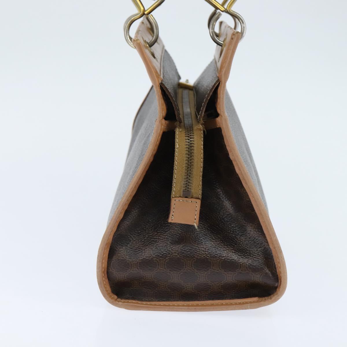 CELINE Macadam Canvas Tote Bag PVC Leather Brown Gold Auth ki6127