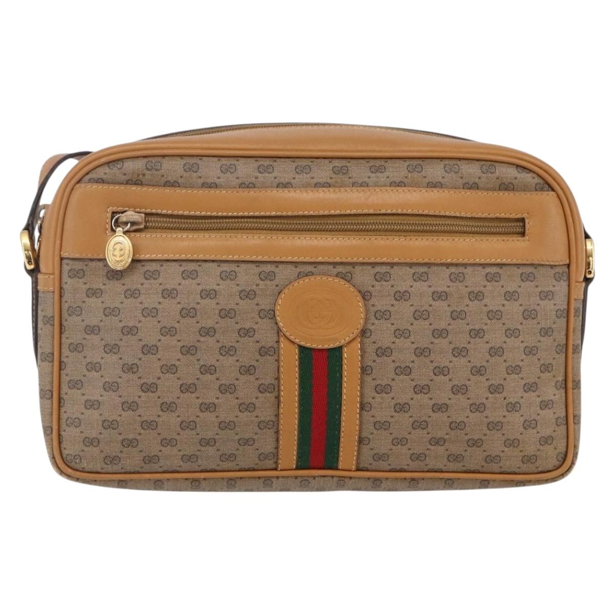 GUCCI Micro GG Supreme Web Sherry Line Bag PVC Beige 001 23 0942 Auth ki6128
