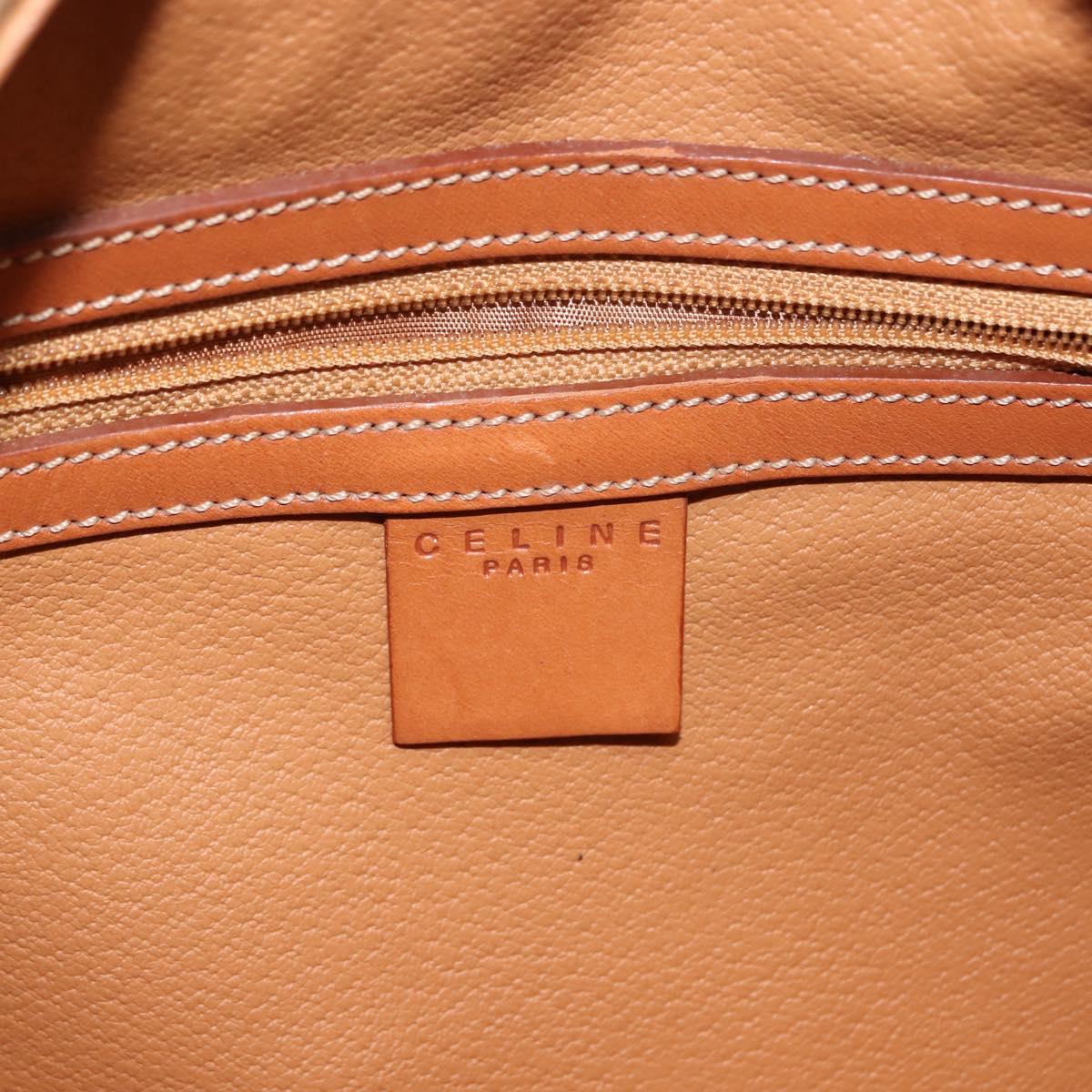 CELINE Macadam Canvas Hand Bag PVC Leather Brown Gold Auth ki6132
