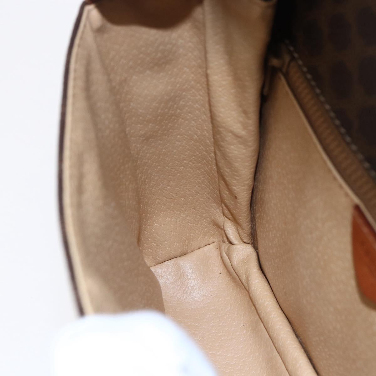 CELINE Macadam Canvas Shoulder Bag PVC Leather Brown Gold Auth ki6135