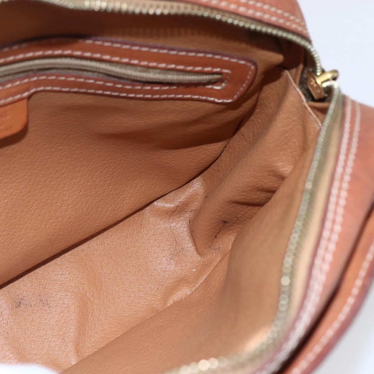 CELINE Macadam Canvas Shoulder Bag PVC Leather Brown Gold Auth ki6137