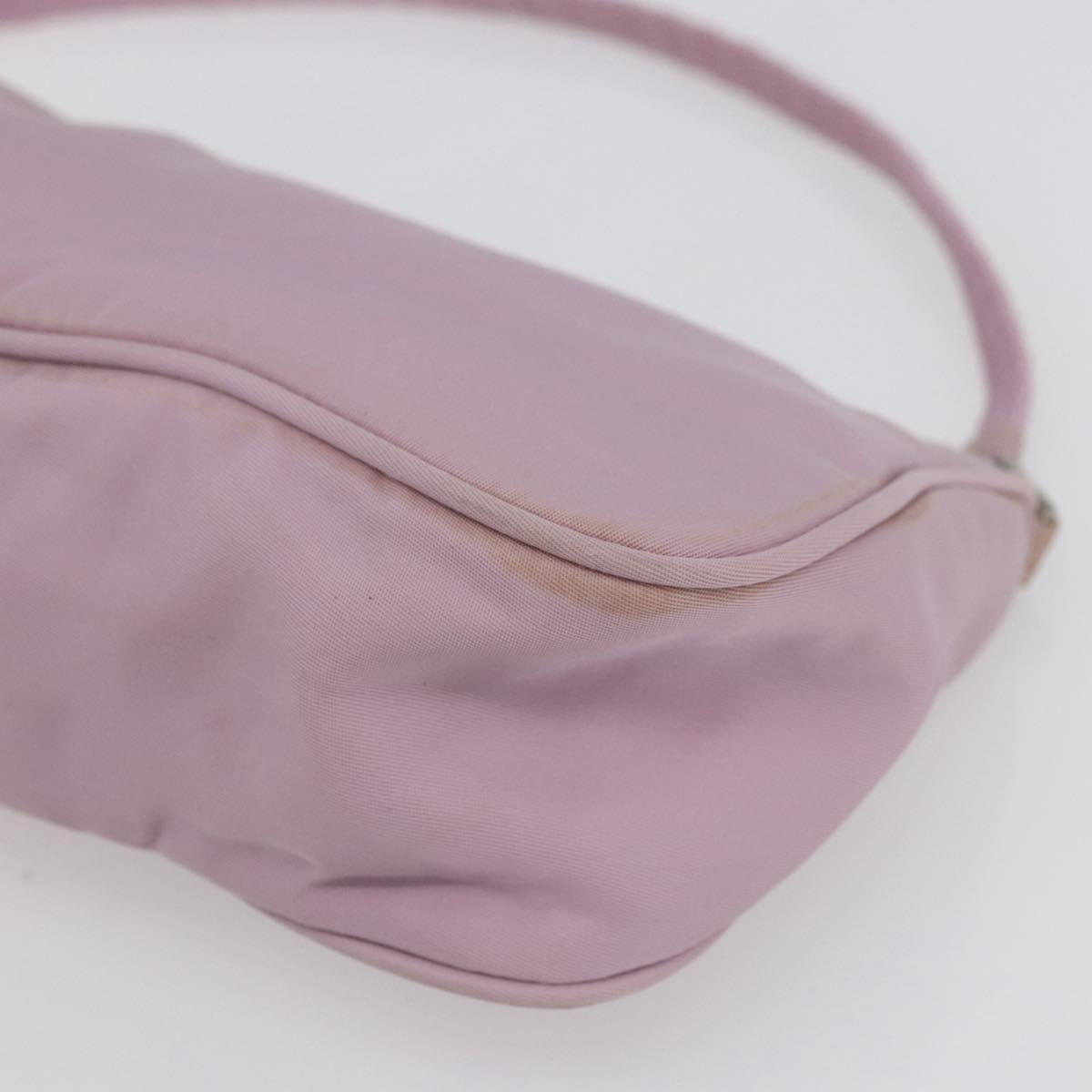 PRADA Accessory Pouch Nylon Pink Silver Auth ki6145
