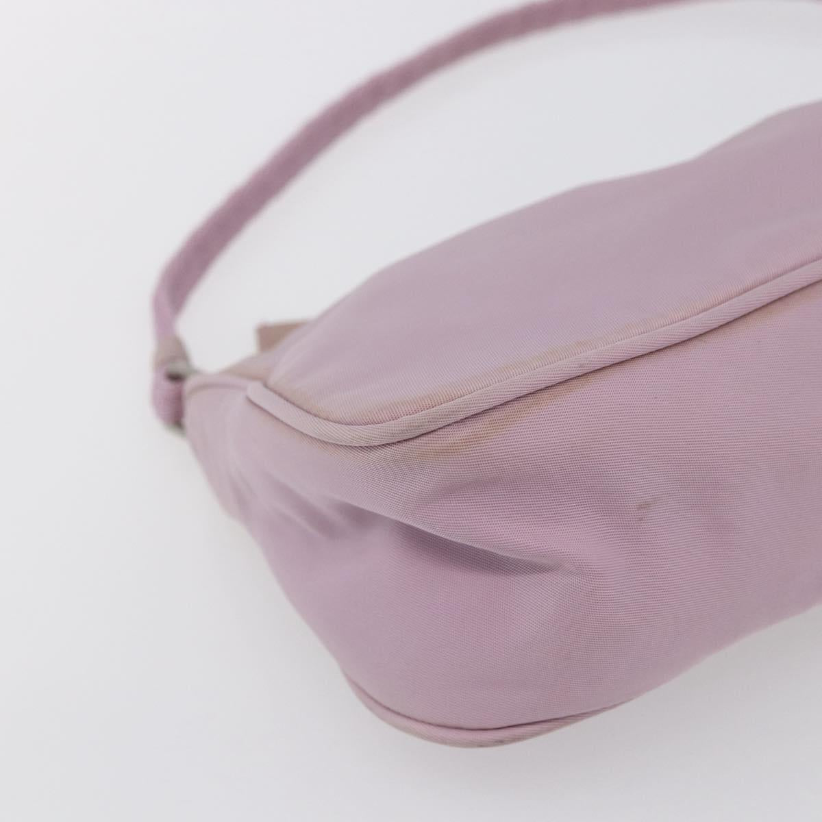 PRADA Accessory Pouch Nylon Pink Silver Auth ki6145