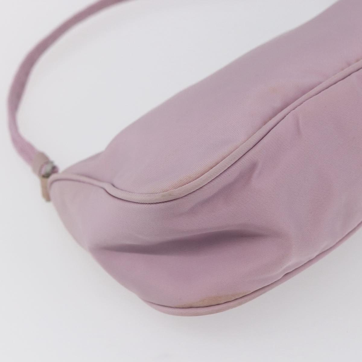 PRADA Accessory Pouch Nylon Pink Silver Auth ki6145