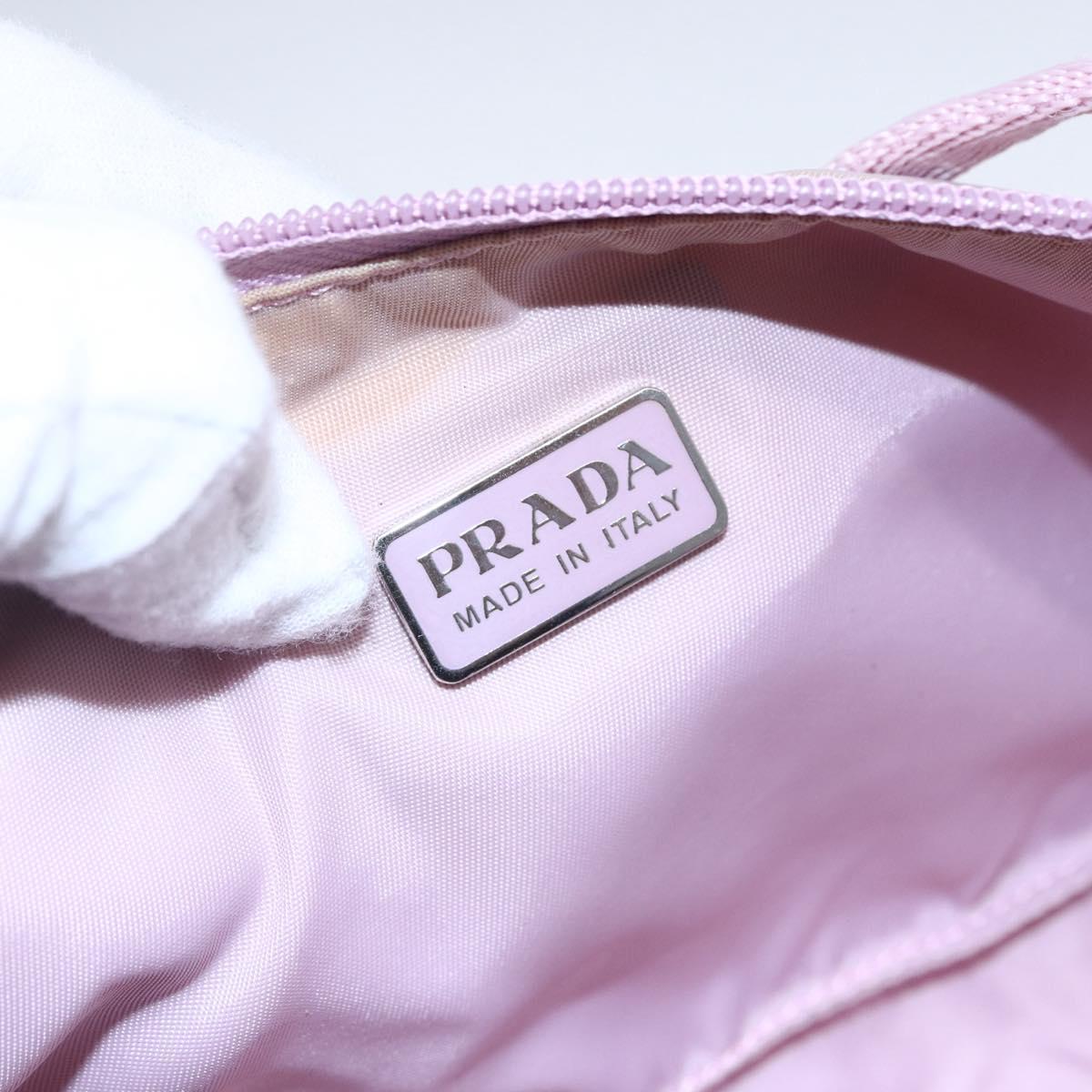 PRADA Accessory Pouch Nylon Pink Silver Auth ki6145
