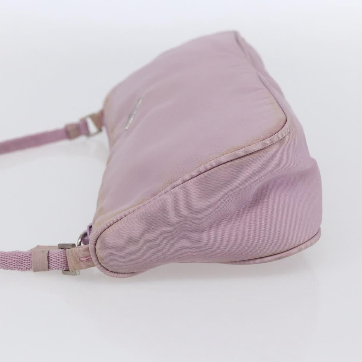PRADA Accessory Pouch Nylon Pink Silver Auth ki6145