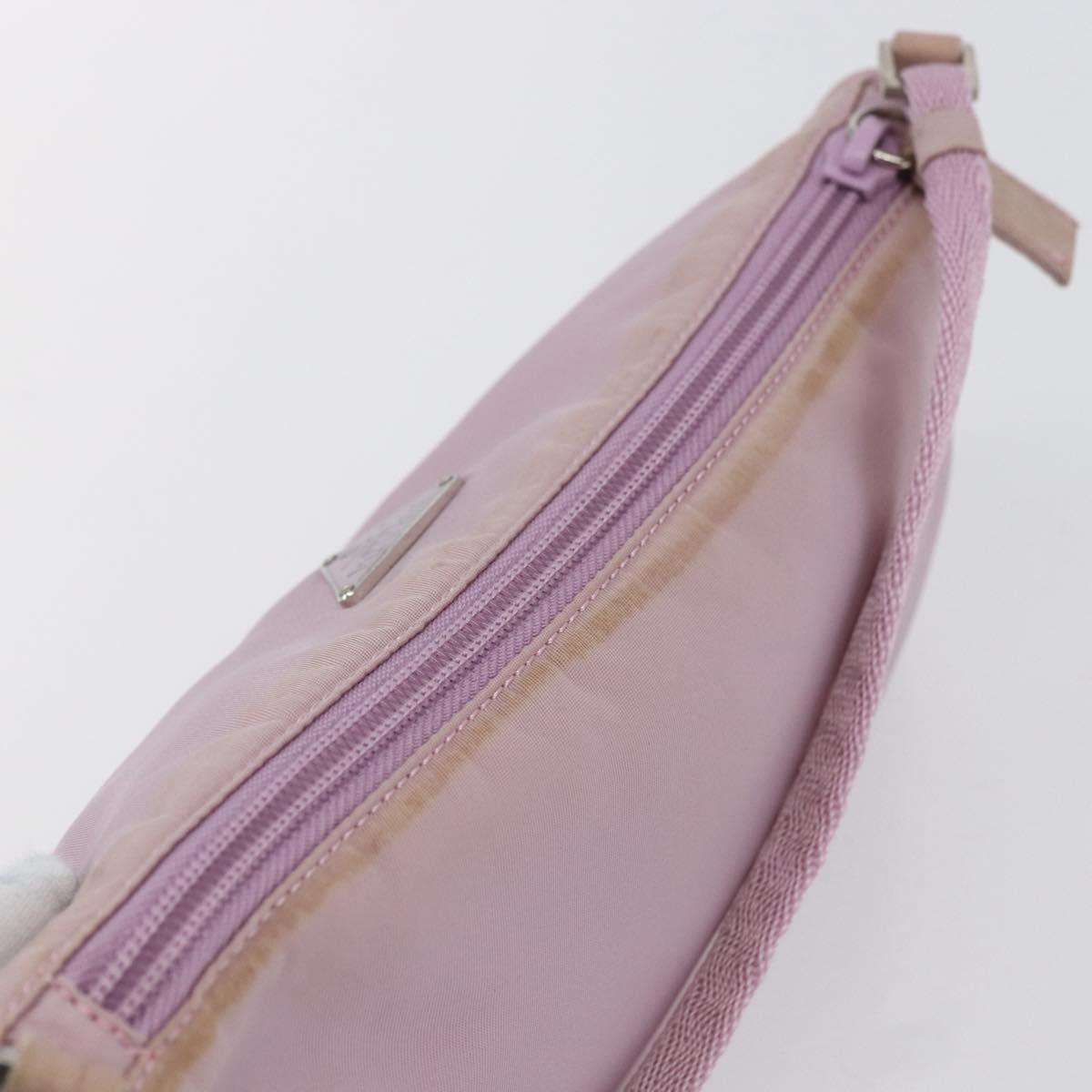 PRADA Accessory Pouch Nylon Pink Silver Auth ki6145