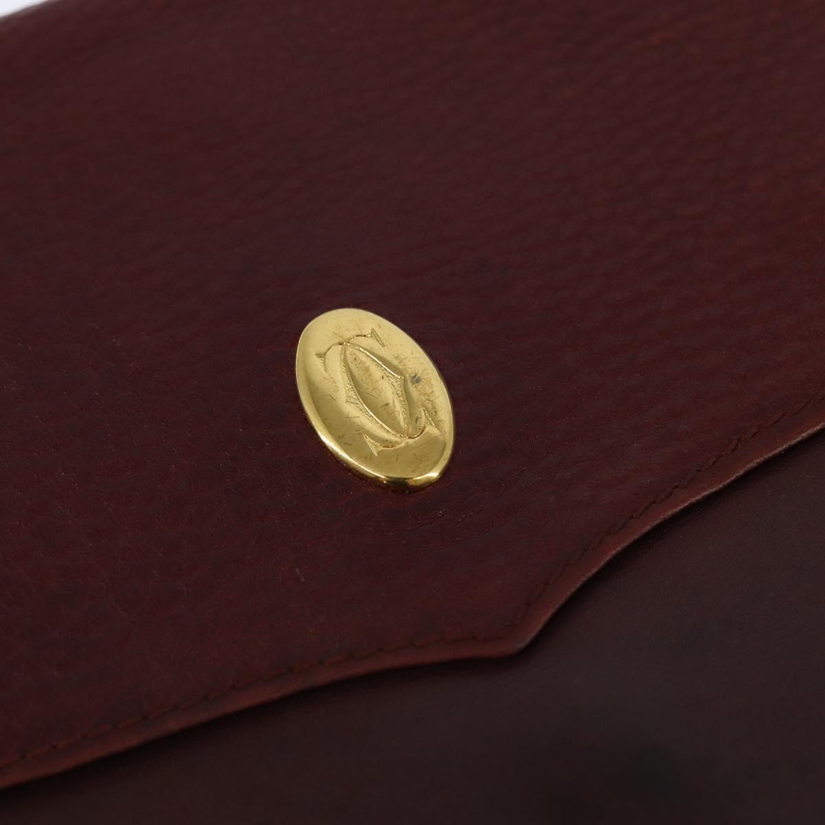 CARTIER Must Line Shoulder Bag Leather Bordeaux Gold Auth ki6147