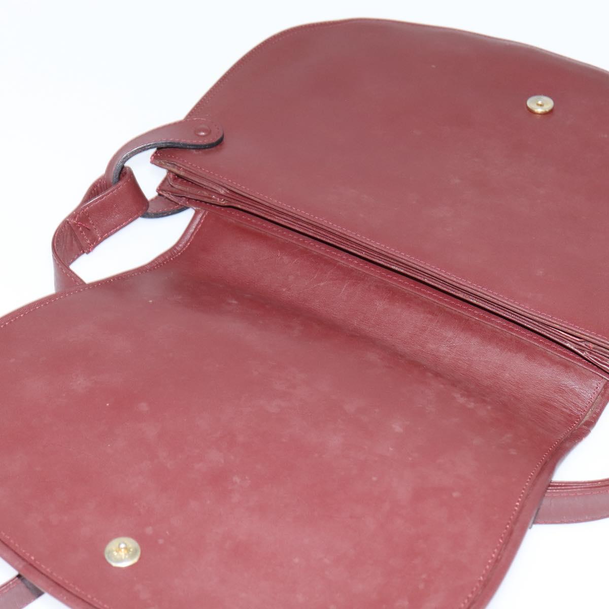 CARTIER Must Line Shoulder Bag Leather Bordeaux Gold Auth ki6148