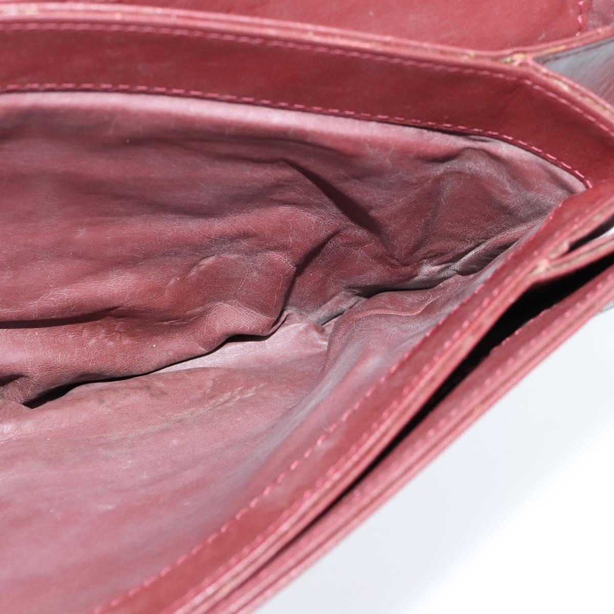CARTIER Must Line Shoulder Bag Leather Bordeaux Gold Auth ki6148