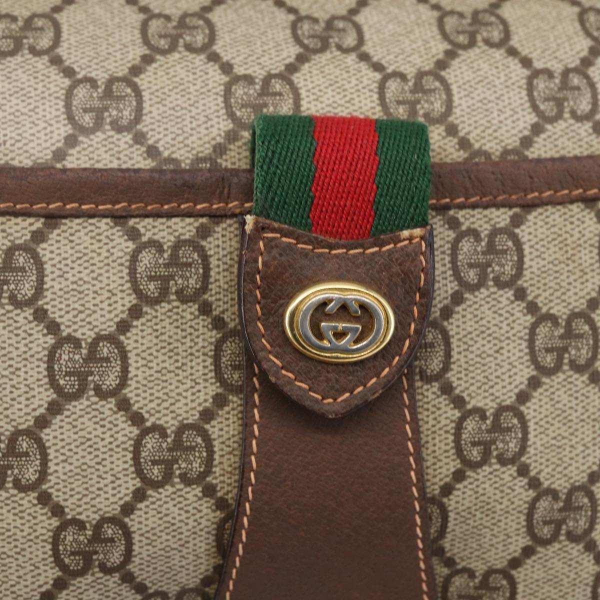 GUCCI GG Supreme Web Sherry Line Bag PVC Beige Gold 89 02 032 Auth ki6150