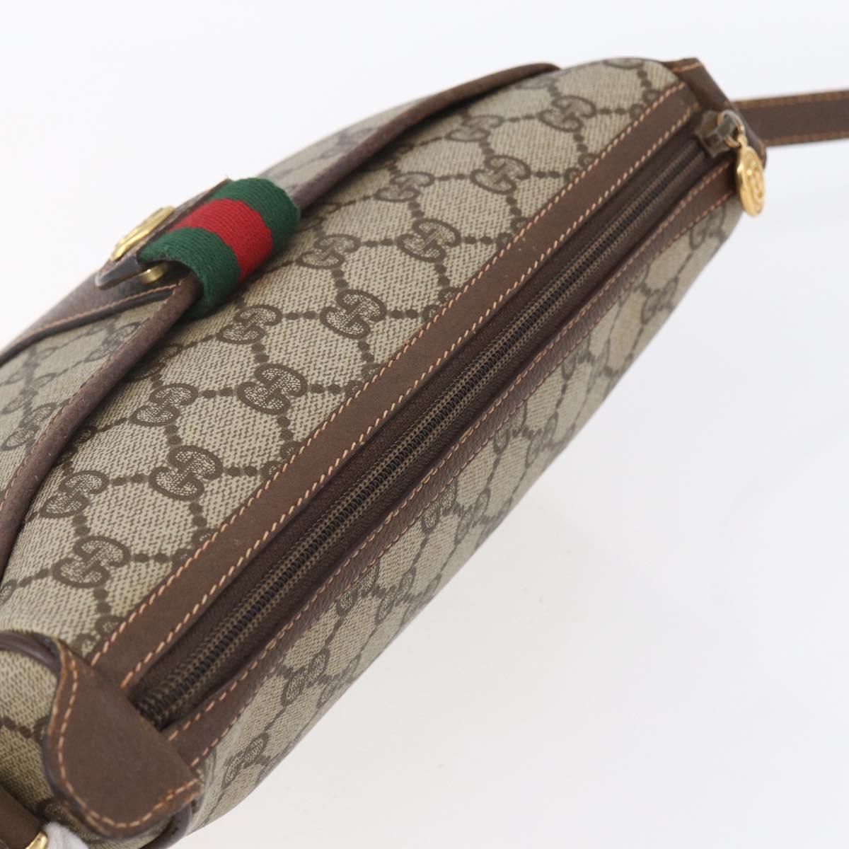 GUCCI GG Supreme Web Sherry Line Bag PVC Beige Gold 89 02 032 Auth ki6150