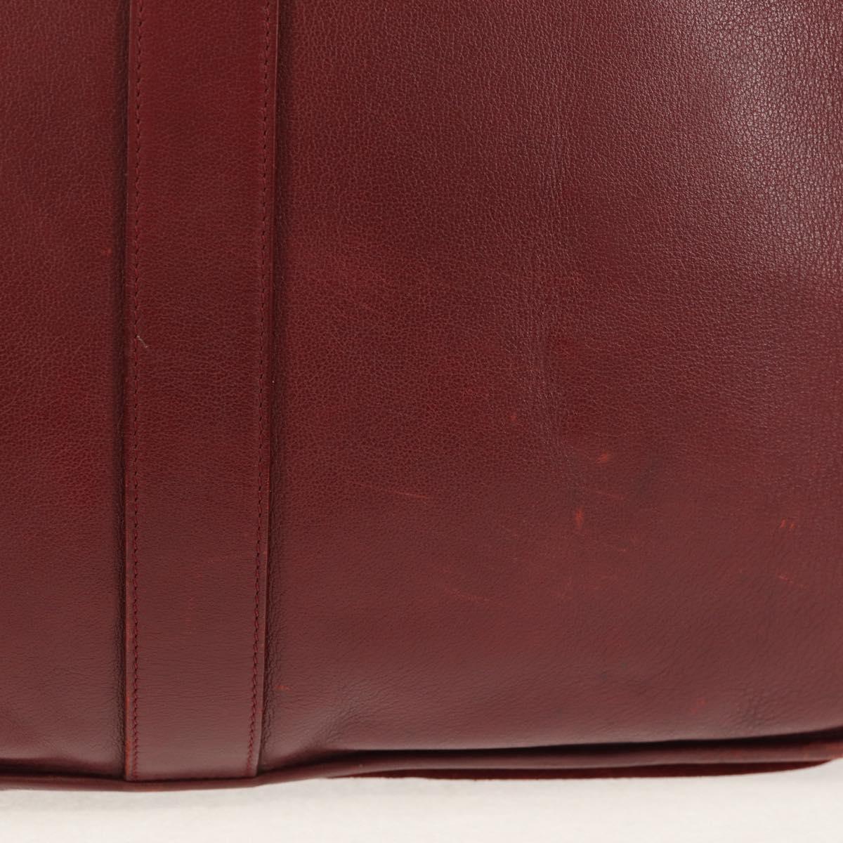 CARTIER Must Line Shoulder Bag Leather Bordeaux Gold Auth ki6152