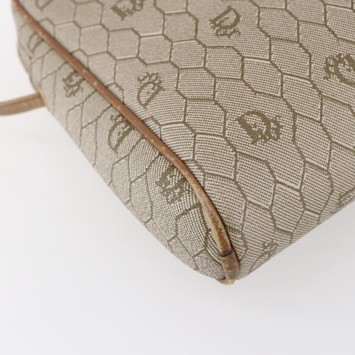 Christian Dior Honeycomb Canvas Shoulder Bag PVC Beige Gold Auth ki6153